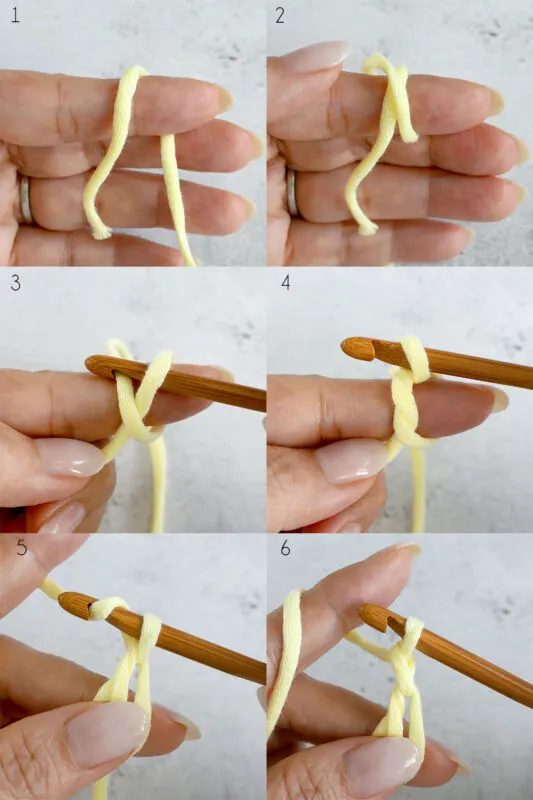 easy step by step tutorial to crochet a magic ring or magic circle to begin a circle pattern. Part 1/2