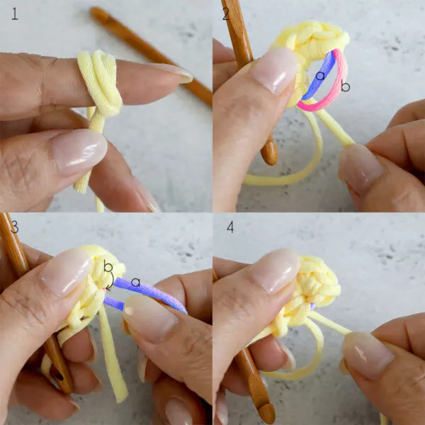double-loop magic ring is perfect for slippery yarn. It will prevent the middle hole from opening up.