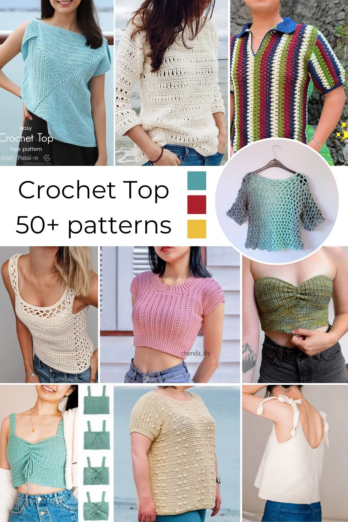 Look no further; here's a list of free crochet top patterns for every season & occasion. There're crochet shirts, tank tops, crop tops, halter tops, & sweaters etc.