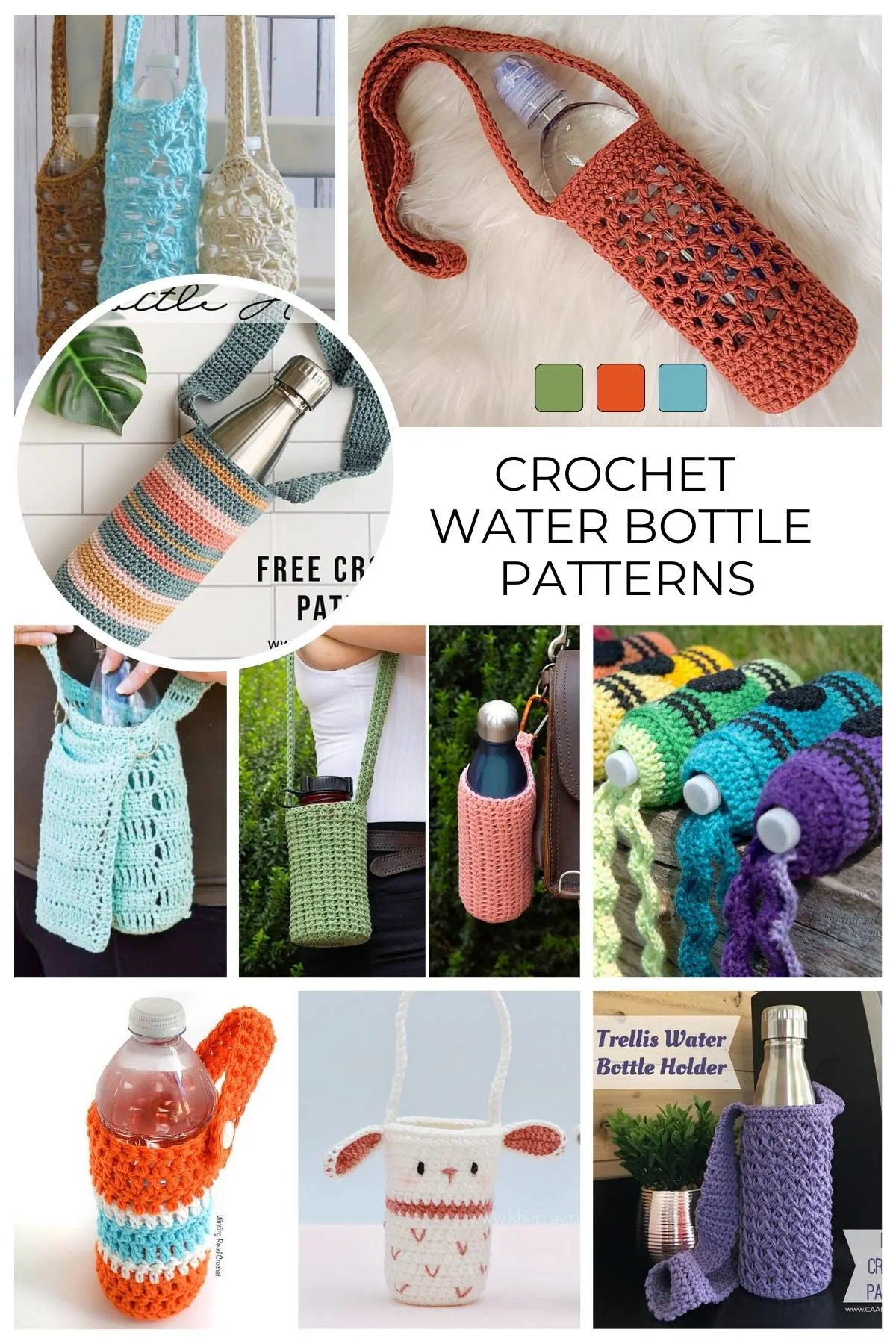 17 free water bottle holder patterns to crochet. Pattern difficulties ranged from Novice to Intermediate Level. Pick one that suits you.