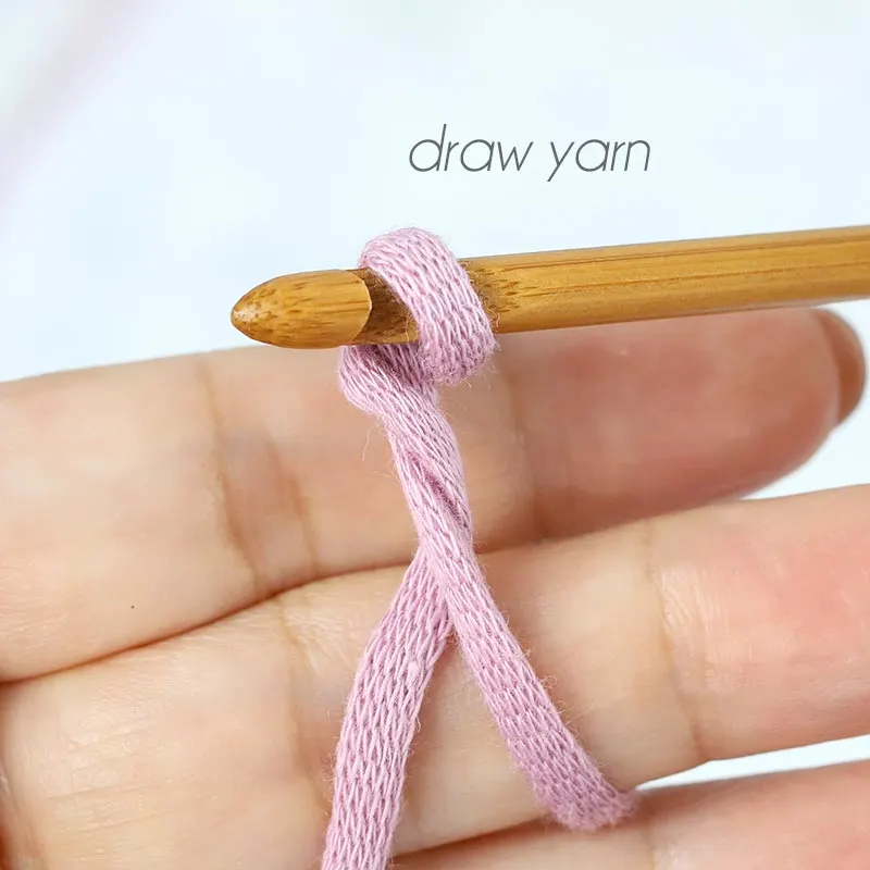 Use the crochet hook to thread the working yarn through the loop.