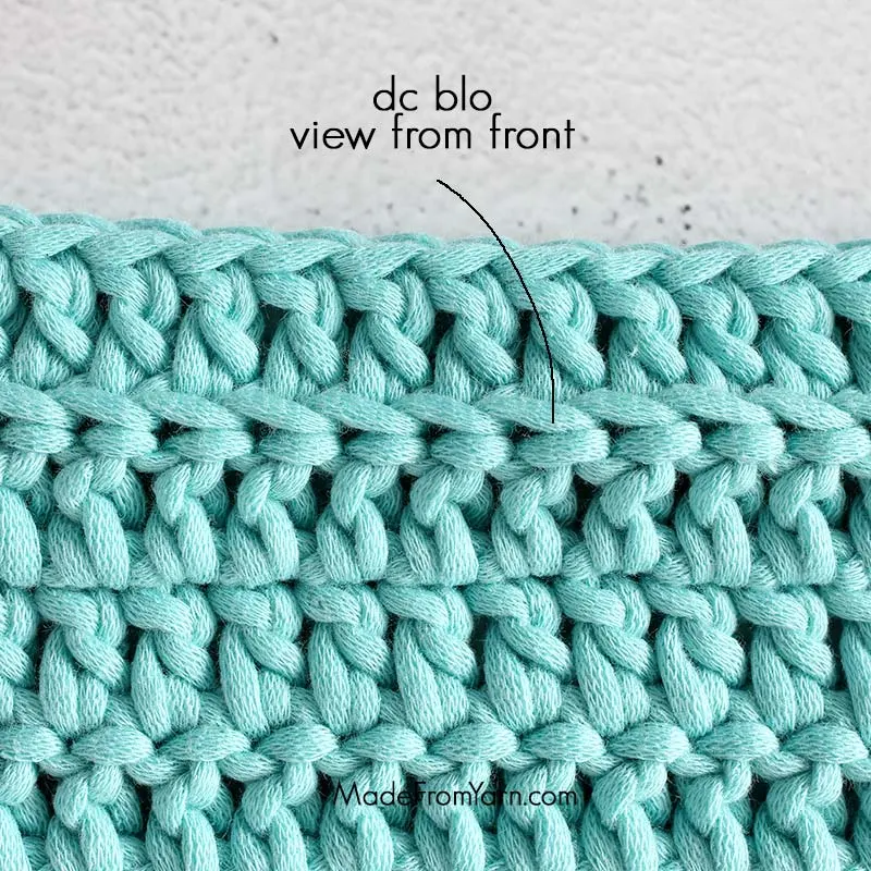 making a row of dc blo will create a ridge at the front of the crochet piece.