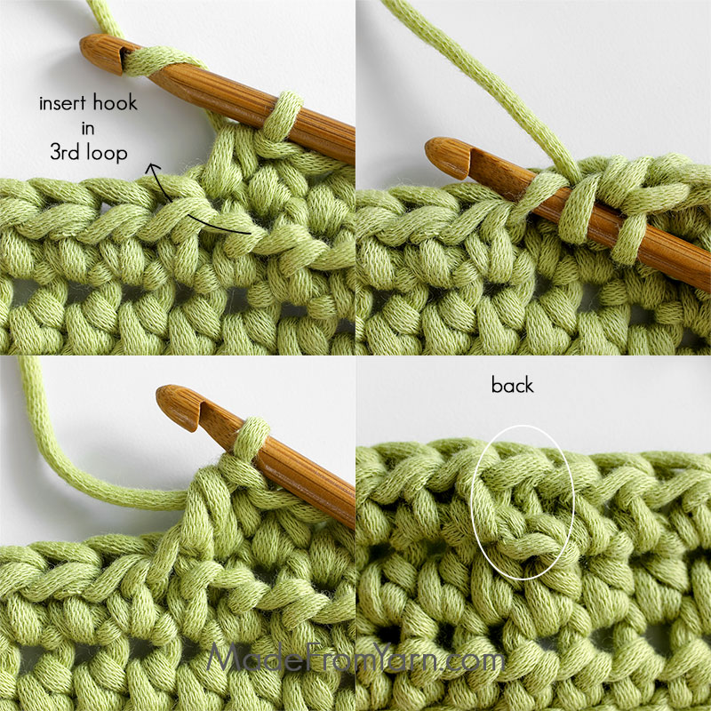 how to crochet hdc in 3rd loop