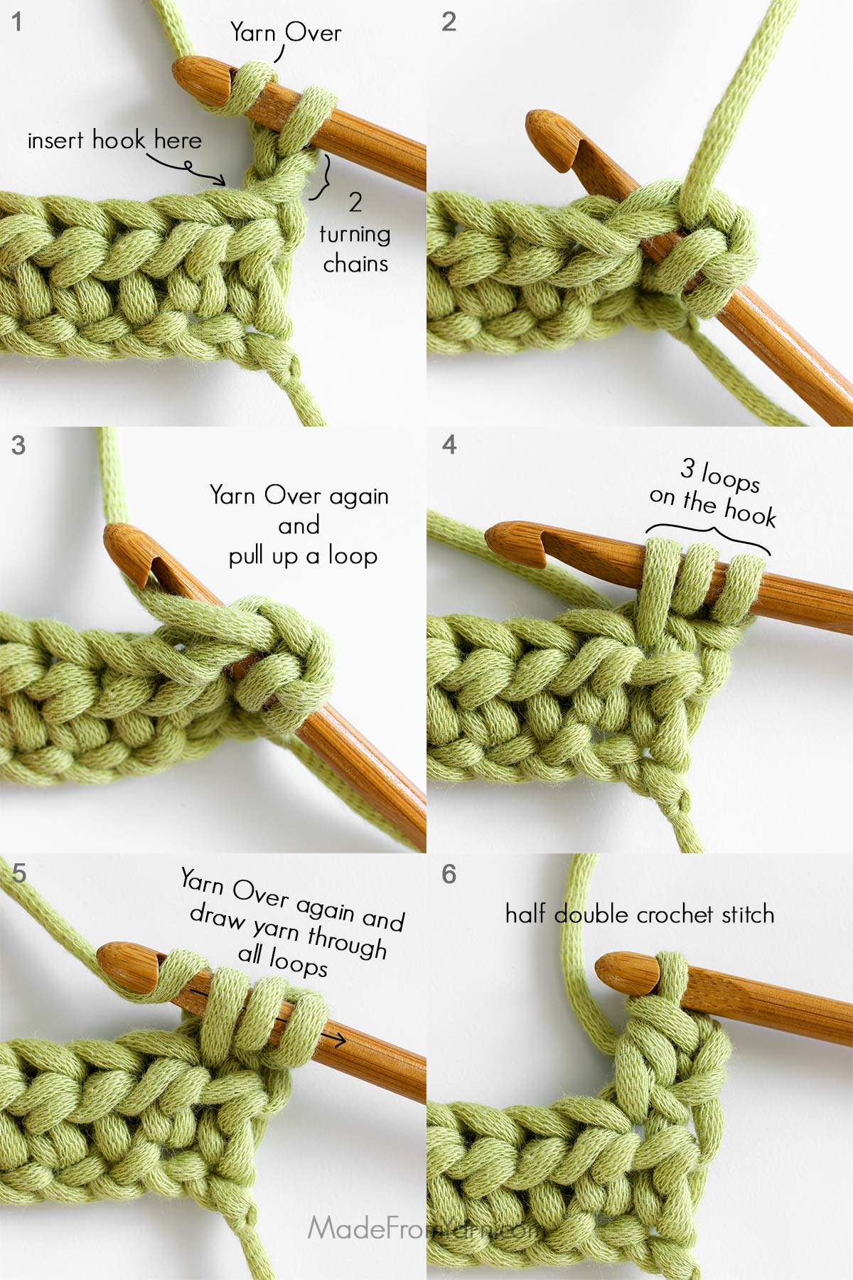 how to crochet hdc in row