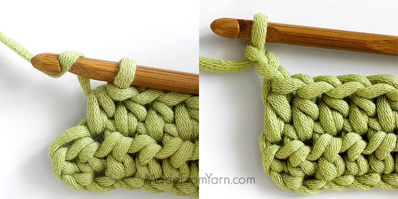where to crochet the last stitch of hdc in a no-join row.