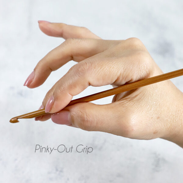 hold crochet hook in pinky-out grip