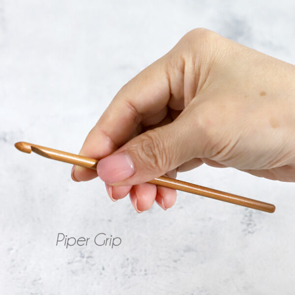 hold crochet hook in piper's grip