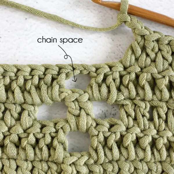 crochet chain stitch to create holes in crochet fabric