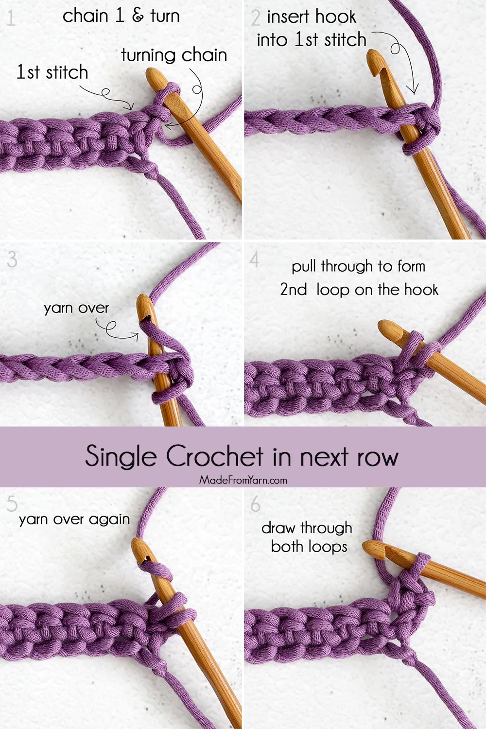 learn how to make single crochet stitch in row, easy to follow instructions for beginners