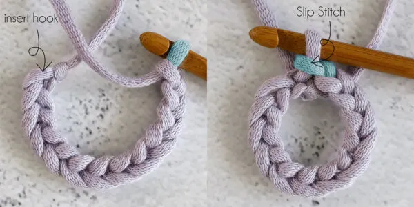 crochet slip stitch to make a foundation ring
