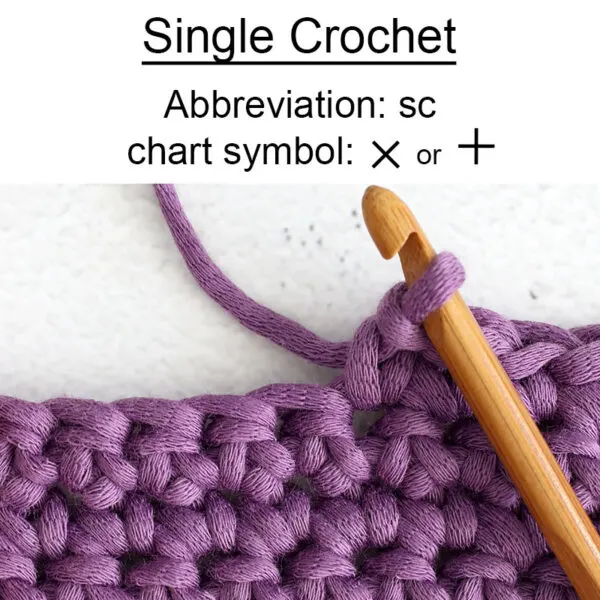 single crochet symbol and abbreviation