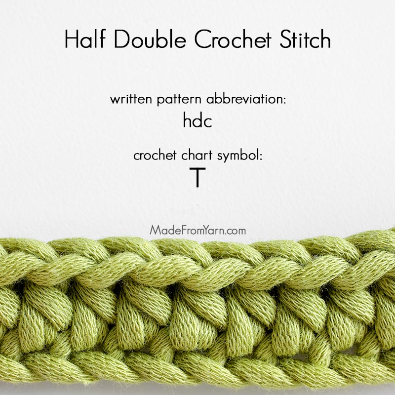 half double crochet (hdc) abbreviation and crochet chart symbol
