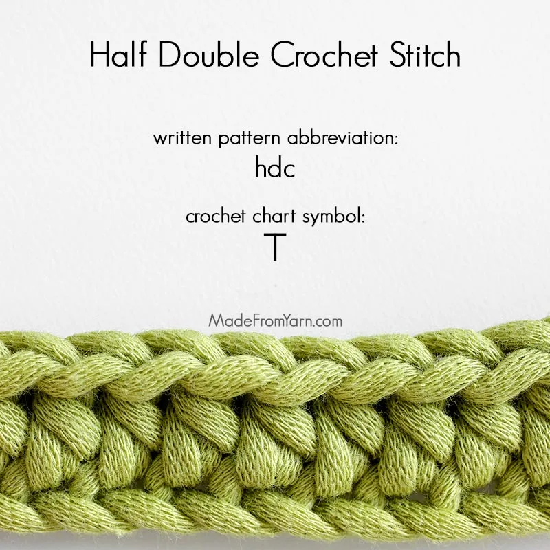 half double crochet (hdc) abbreviation and crochet chart symbol