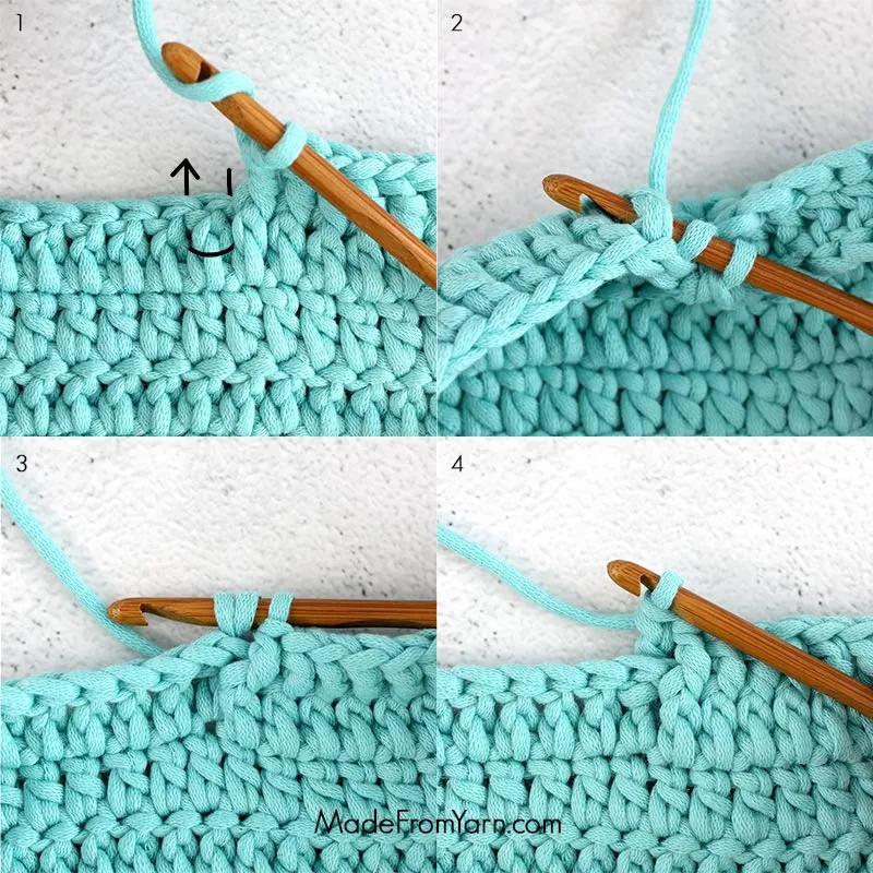 how to bpdc, back post double crochet