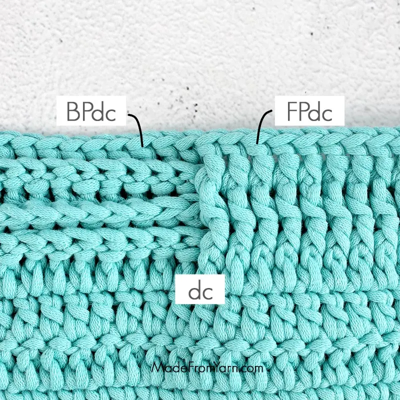 difference between double crochet, front post double crochet, back post double crochet