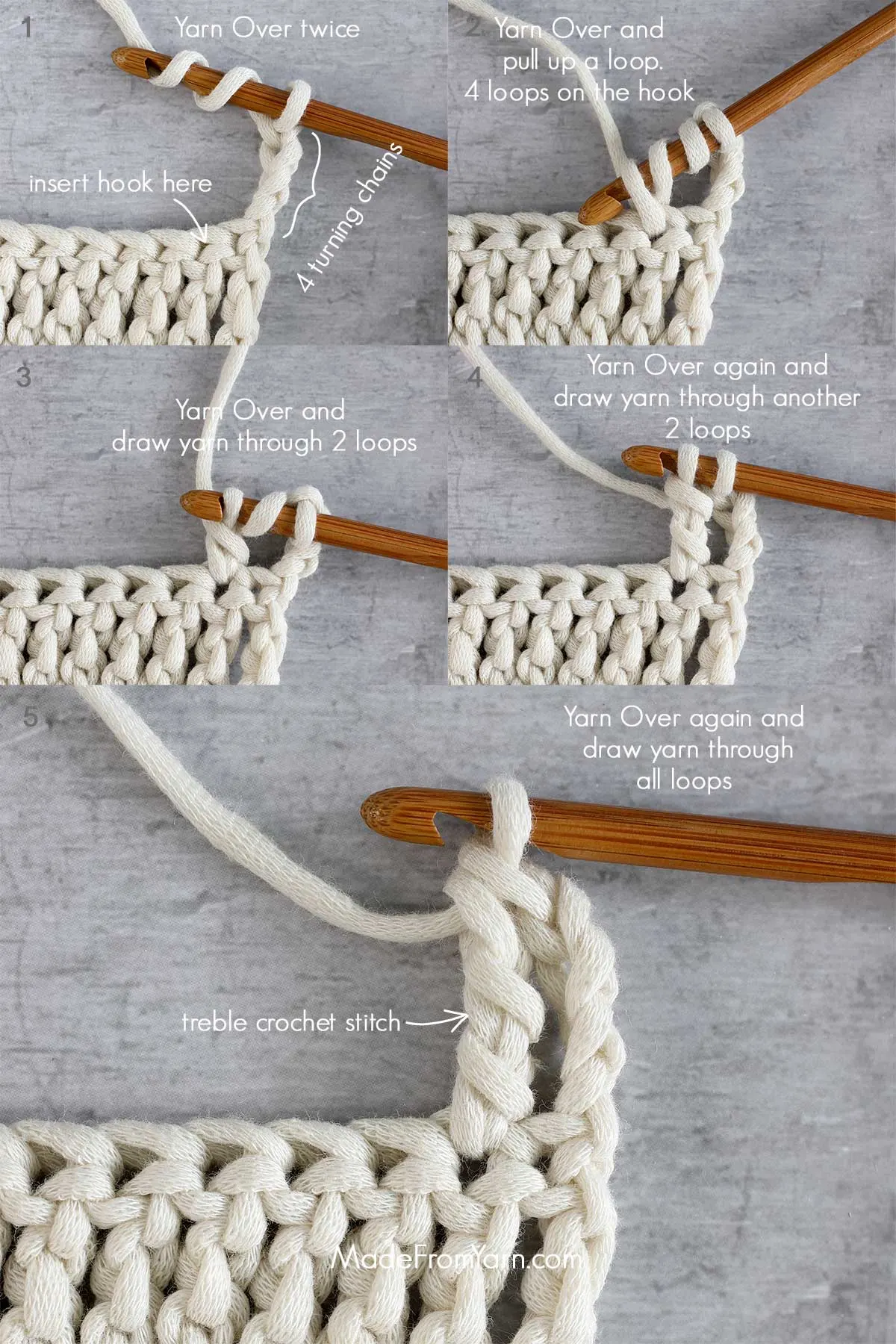 how to crochet tr stitch in next row
