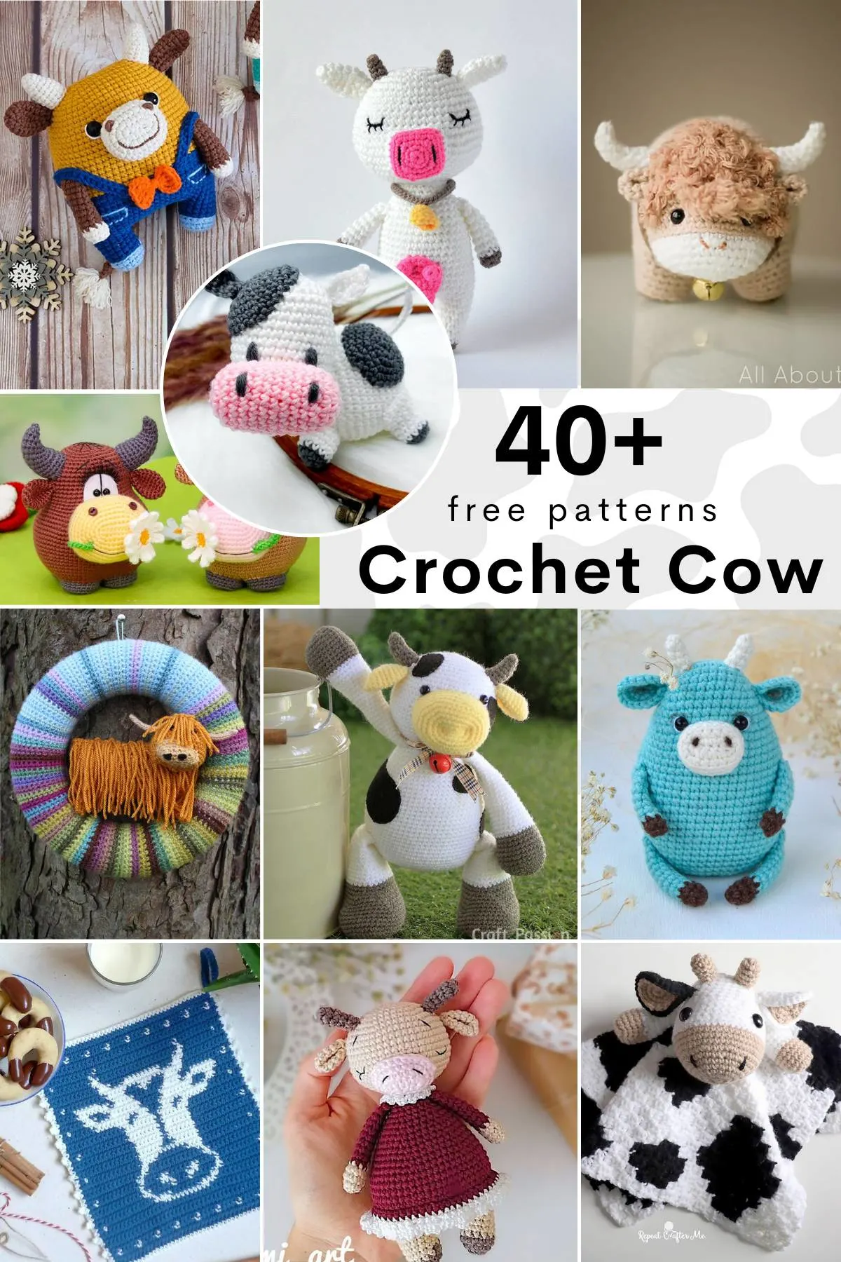Find free crochet cow patterns for all skill levels, including cute cows, highland cows, bulls, oxen, cozy cow blankets, fun cow hats, and more.