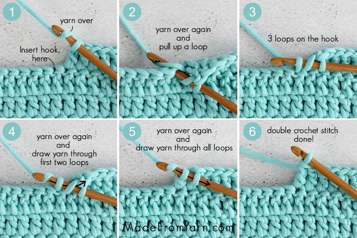 Double Crochet stitches (abbreviated as dc) are commonly used when you want a looser and drapey fabric, such as in shawls, blankets, or lightweight garments. They can also be used to create decorative elements, like lace patterns or intricate stitch designs.