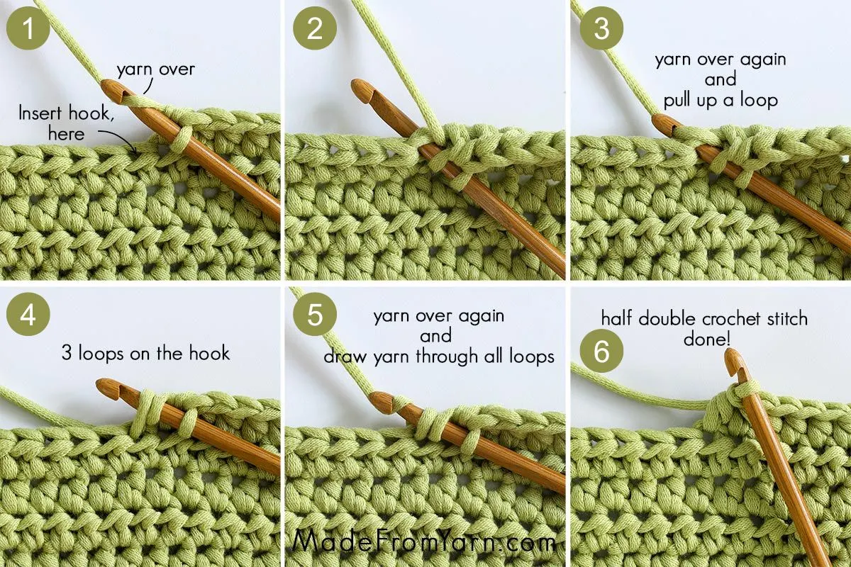 The Half Double crochet (abbreviated as hdc), like the single crochet, is one of the basic crochet stitches that you'll want to add to your repertoire. It's a versatile stitch that can be used in a variety of projects, from blankets to scarves to hats.