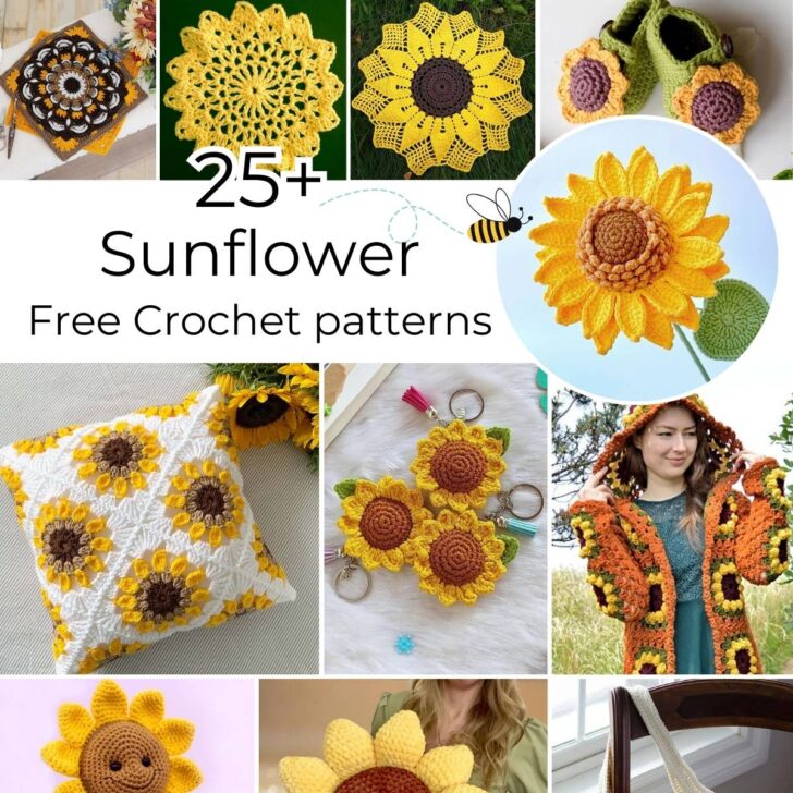 Brighten your day with easy crochet sunflower projects, from flowers to pillows, coasters, cardigans, bags & more. Beautiful free crochet patterns to start now!