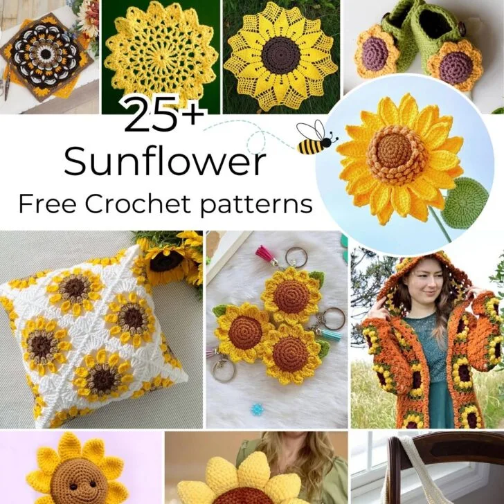 Brighten your day with easy crochet sunflower projects, from flowers to pillows, coasters, cardigans, bags & more. Beautiful free crochet patterns to start now!