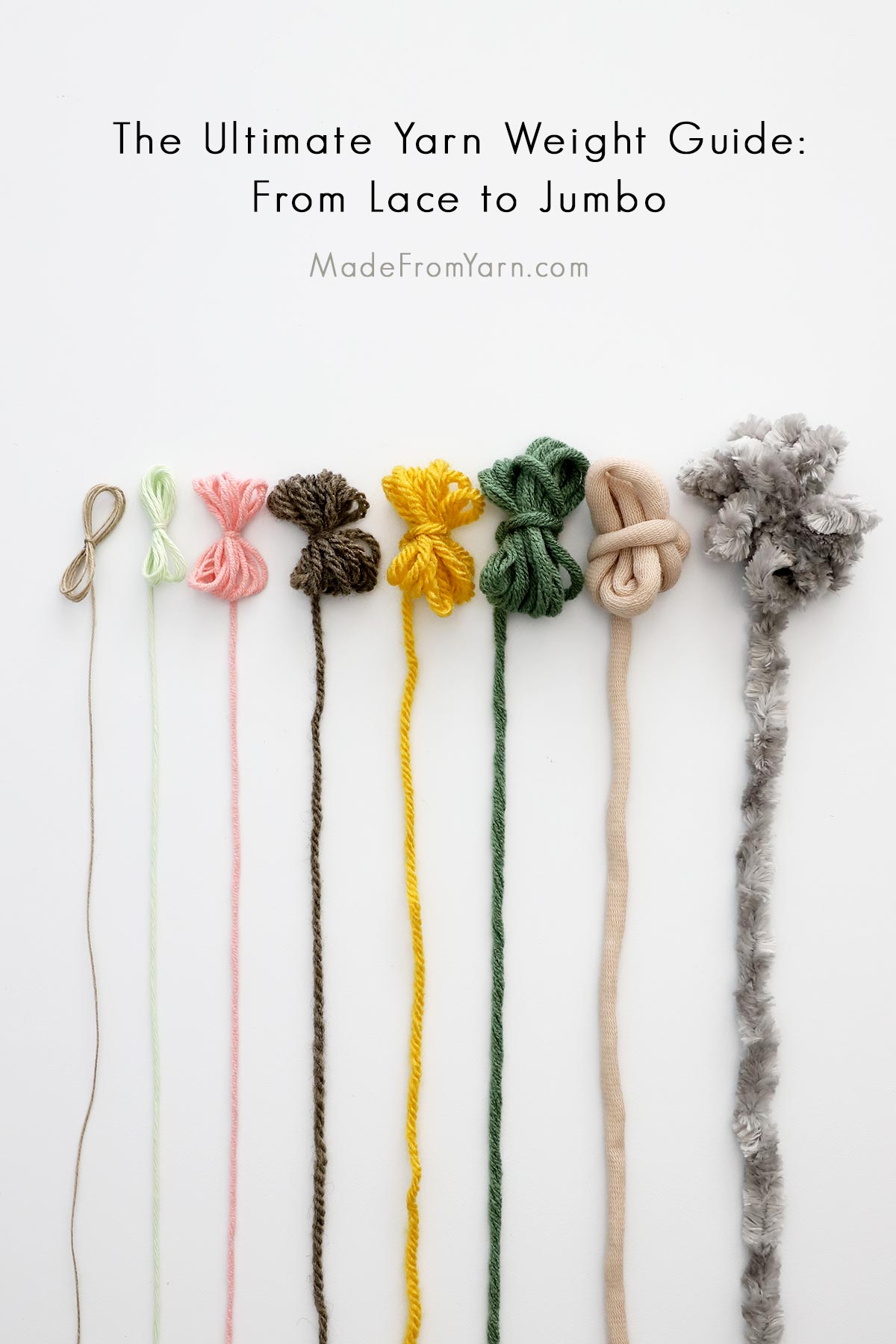 Explore & understand 8 yarn weights: from lace to worsted, bulky to jumbo, for crochet & knitting. With yarn weight chart & conversion, WPI & many useful tips.