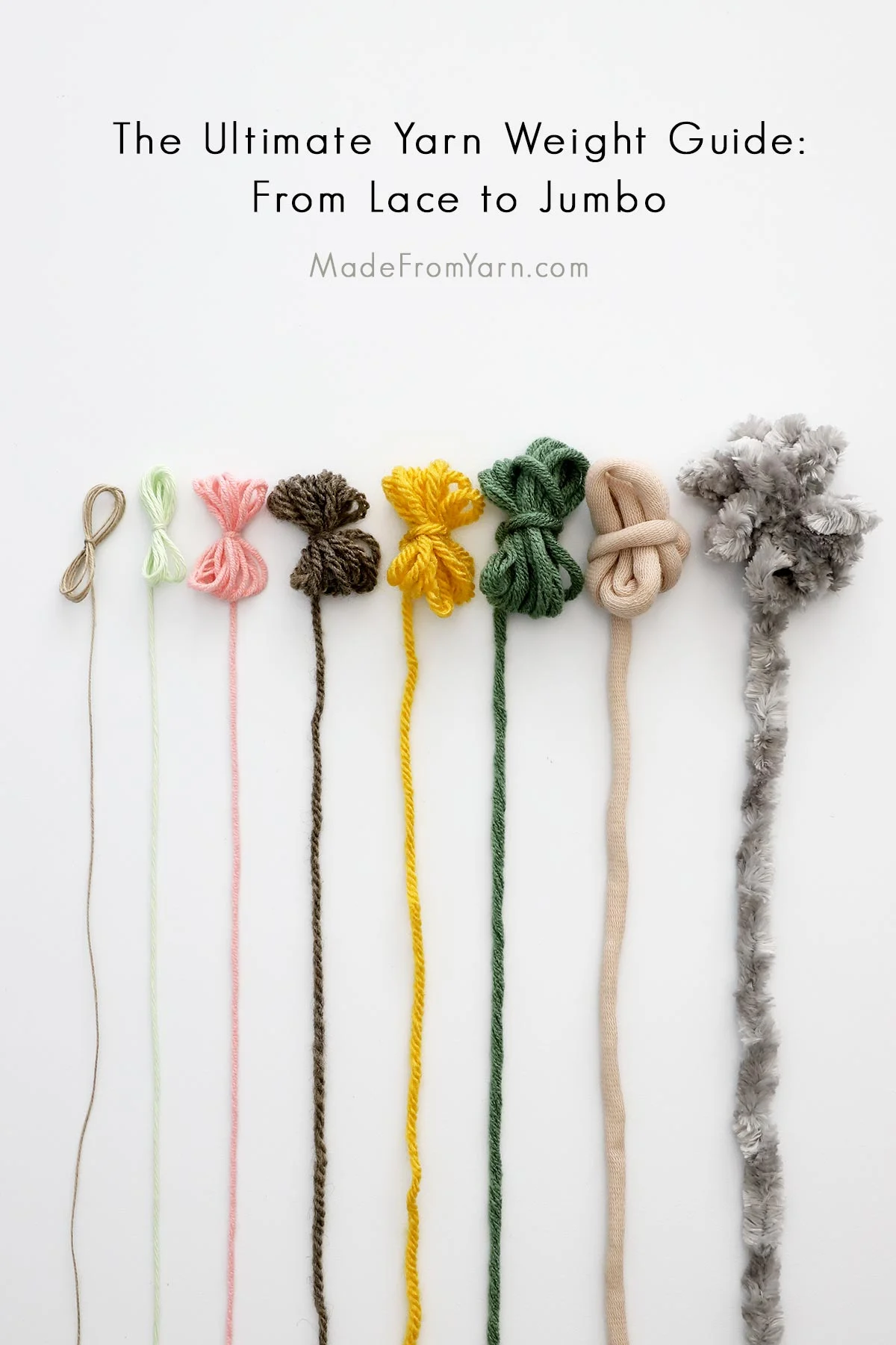 Explore & understand 8 yarn weights: from lace to worsted, bulky to jumbo, for crochet & knitting. With yarn weight chart & conversion, WPI & many useful tips.