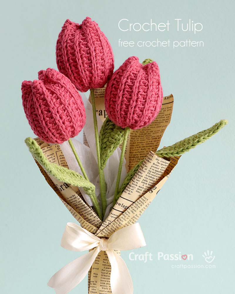 Crochet charming tulips with this free pattern, perfect for adding a touch of springtime element to your indoor space.