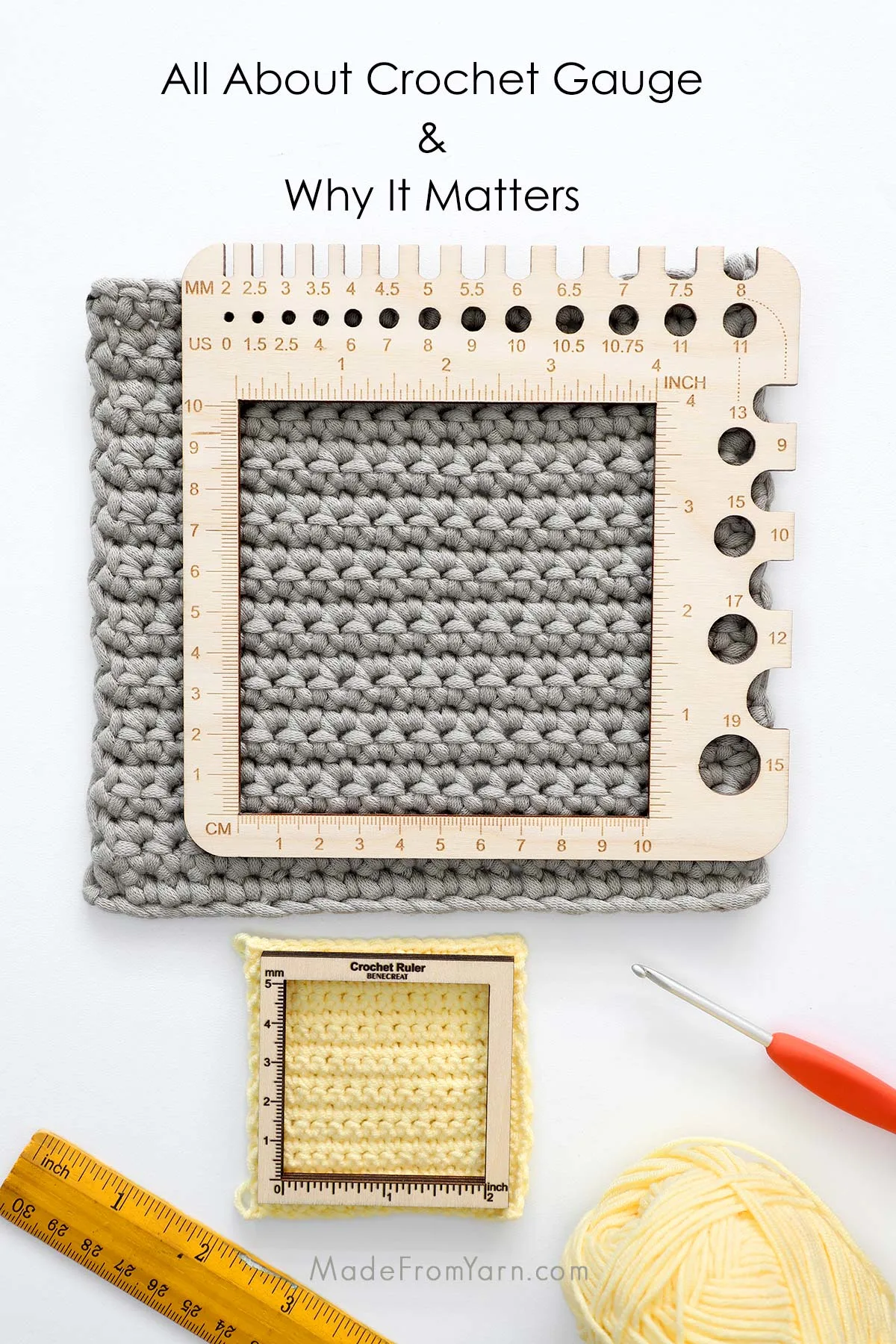 Join us as we explain the details of crochet gauge, with tips, techniques, and methods to measure your gauge swatch and perfect your project.