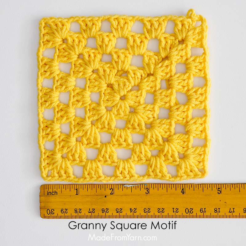 Motif patterns, such as granny squares, are crocheted in pieces separately and joined together to make larger projects. The size of each motif serves as the gauge itself.
