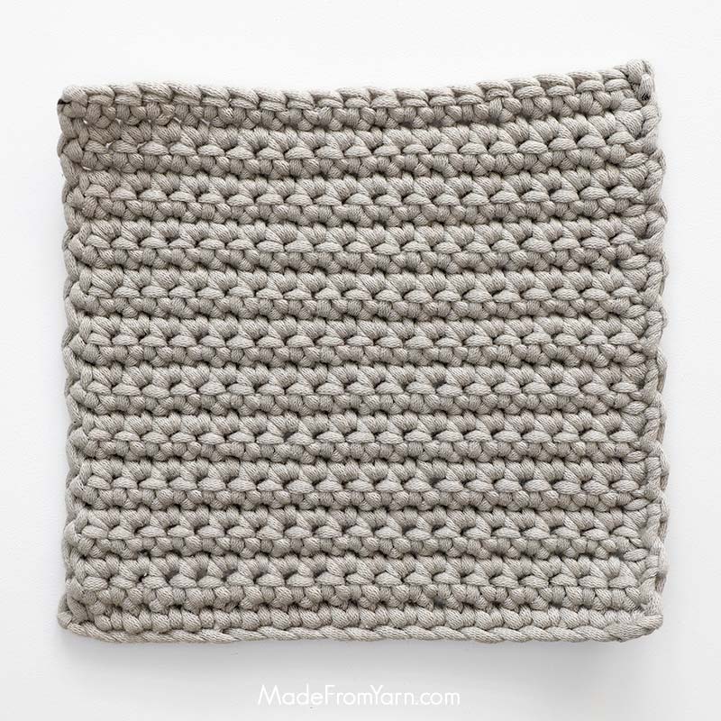 blocked crochet swatch to check the stitch size of your project. 