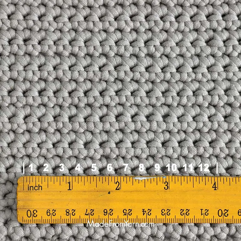 One of the most common ways to determine the gauge of a crochet project is by using the 4" x 4" basic gauge method. This procedure requires making a small sample swatch and counting the number of stitches and rows within a 4-inch by 4-inch (10 cm by 10 cm) square.