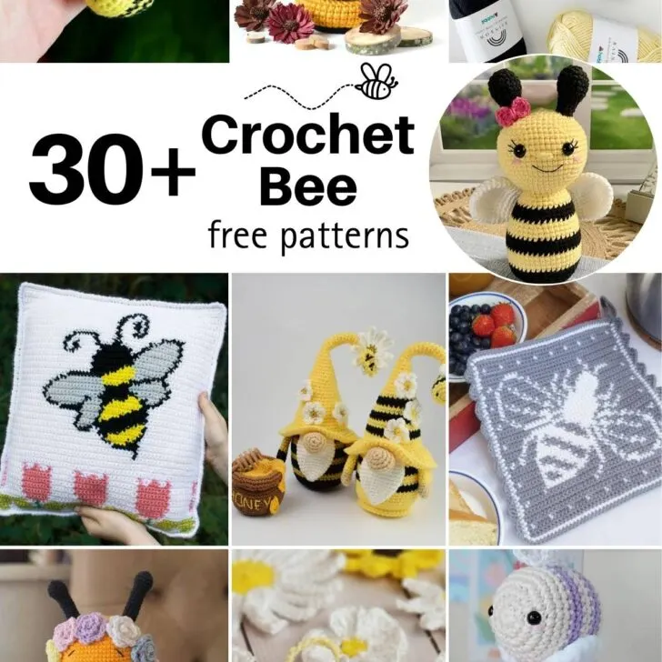 Get ready for some crochet bee fun today. Choose from these free bee crochet patterns to make personal items, toys, home decor, and amigurumi.