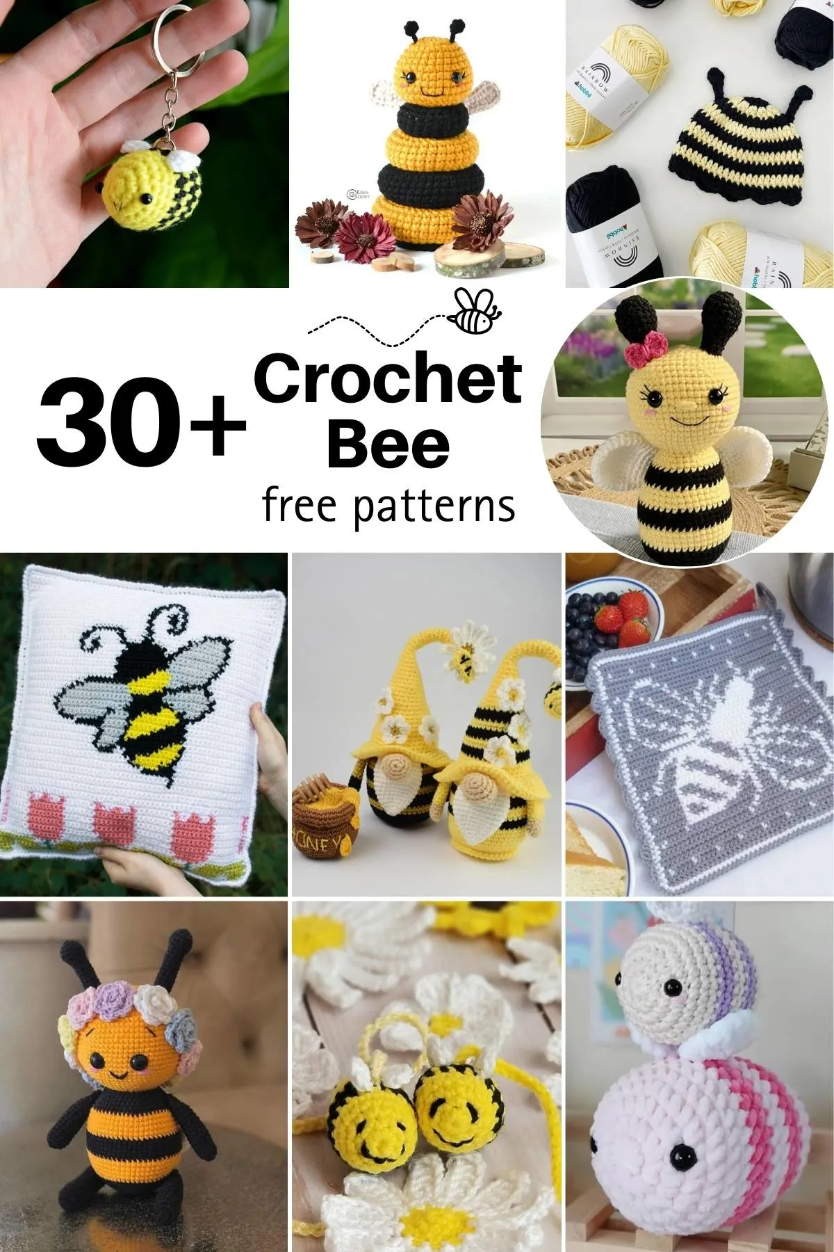 Get ready for some crochet bee fun today. Choose from these free bee crochet patterns to make personal items, toys, home decor, and amigurumi.