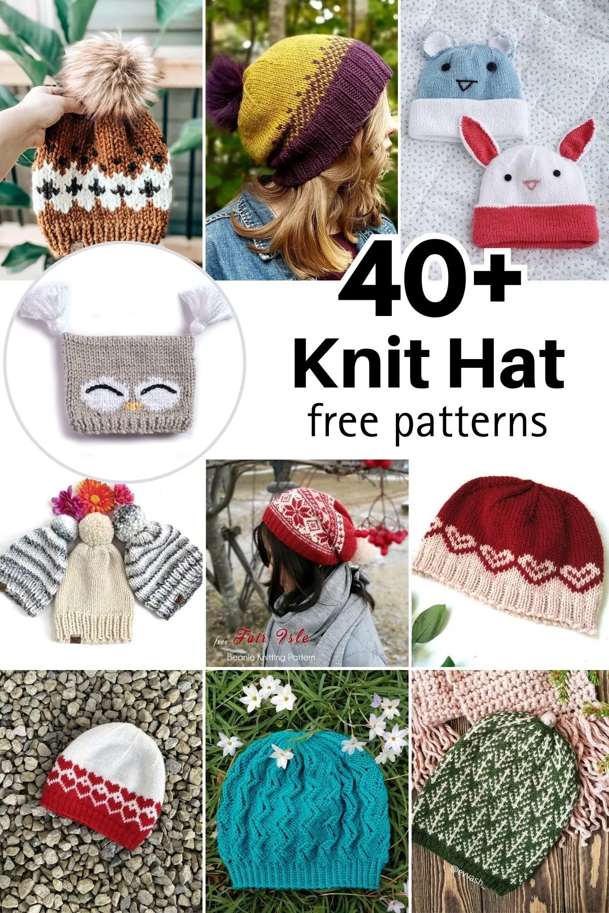 Knit a hat or a beanie here with our curated list of free knit hat patterns! Ranging from simple beanie designs, to fluffy bucket hats to keep you warm.