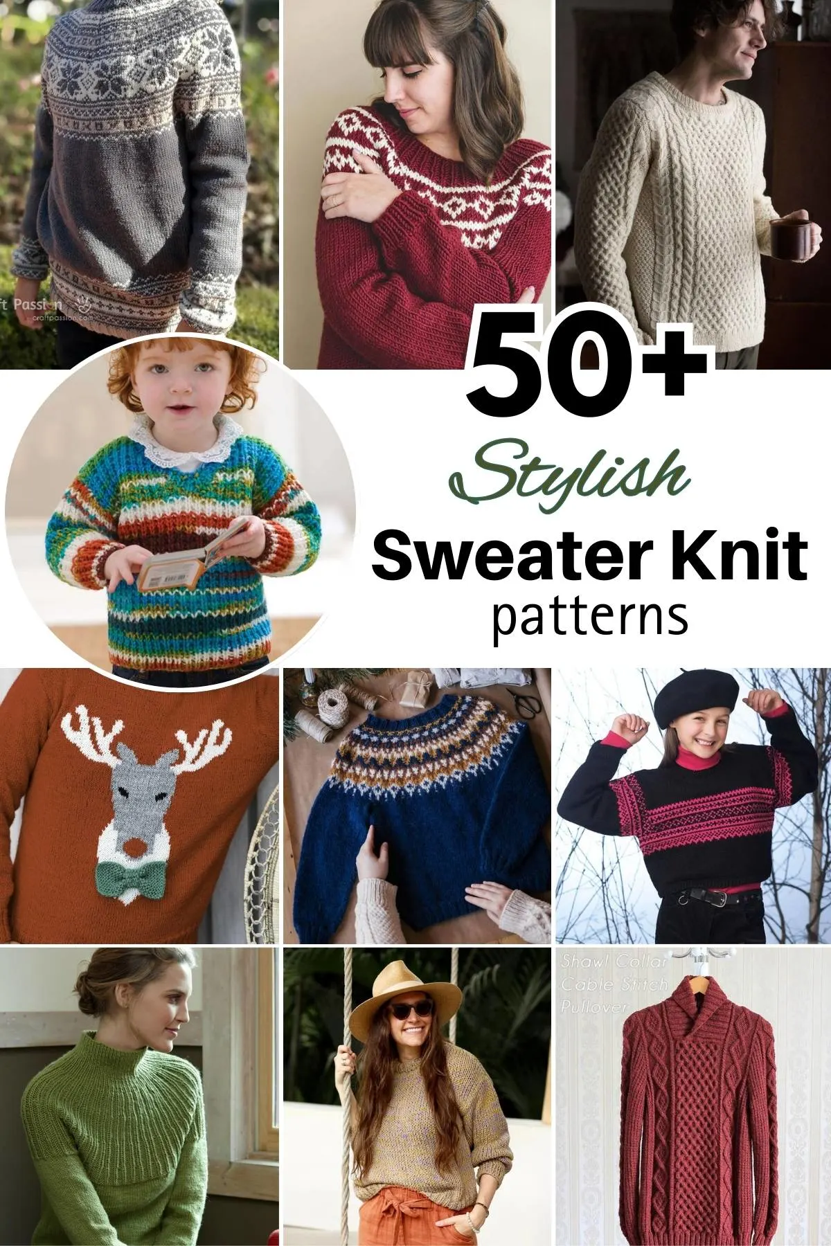 Try our large compilation of sweater knitting patterns for all seasons. Styles ranging from classics to intricate designs for women, men, and children.