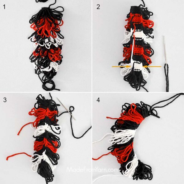 crochet zebra mane with locked loop stitches