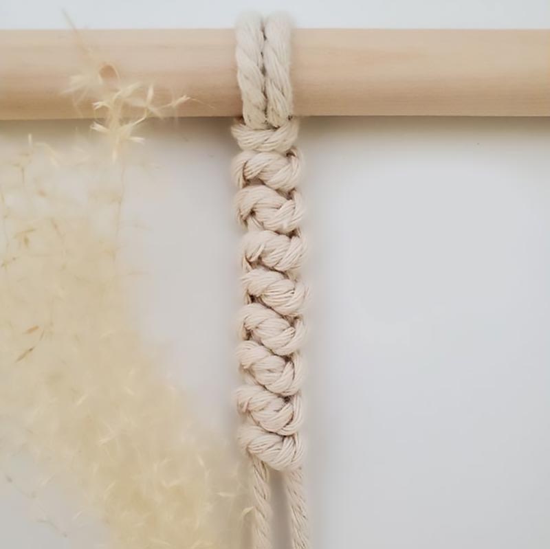 A Snake Knot is an excellent knot for beginners to learn, as well! It's visually pleasing and great for adding a textural element to your macrame projects. It's not that complicated to make. In fact, it's pretty similar to the construction of the Josephine Knot. 