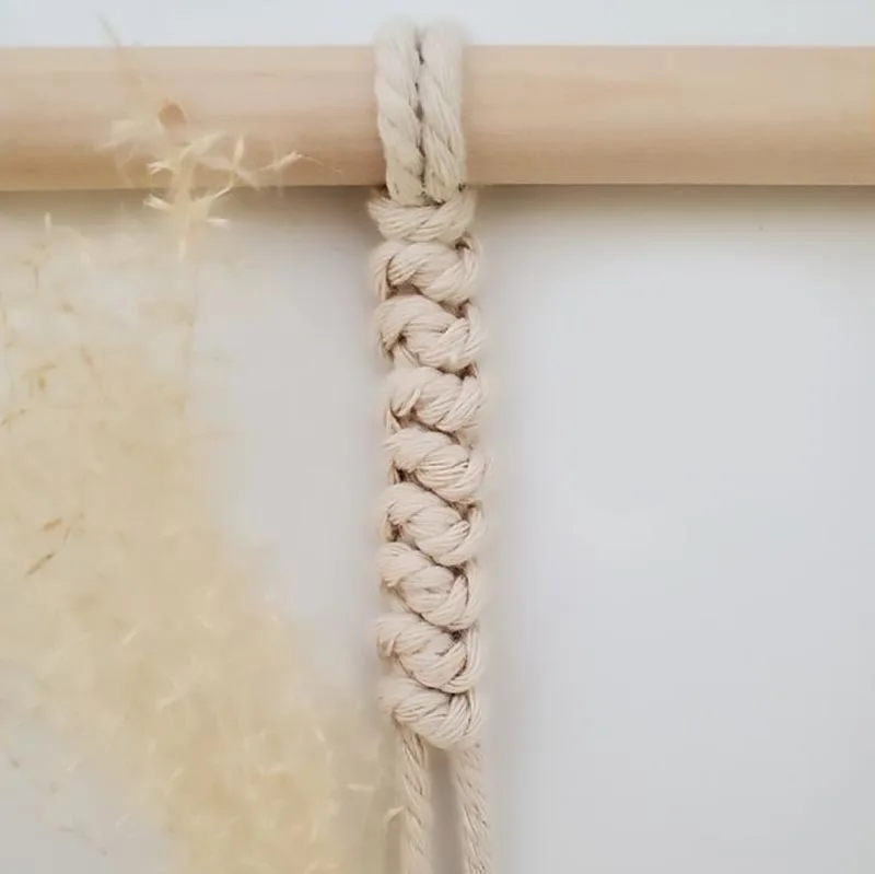 A Snake Knot is an excellent knot for beginners to learn, as well! It's visually pleasing and great for adding a textural element to your macrame projects. It's not that complicated to make. In fact, it's pretty similar to the construction of the Josephine Knot.
