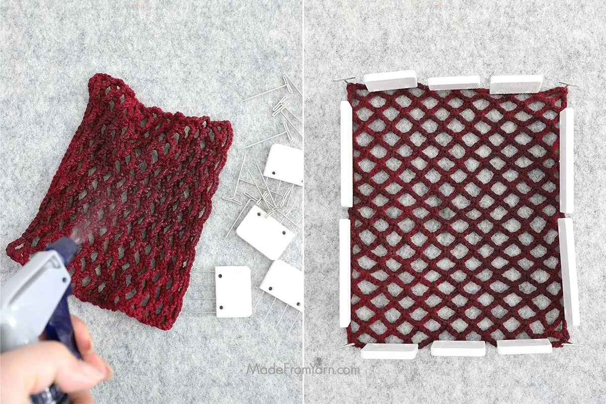 how to do spray blocking on your crochet projects for a quick shaping.
