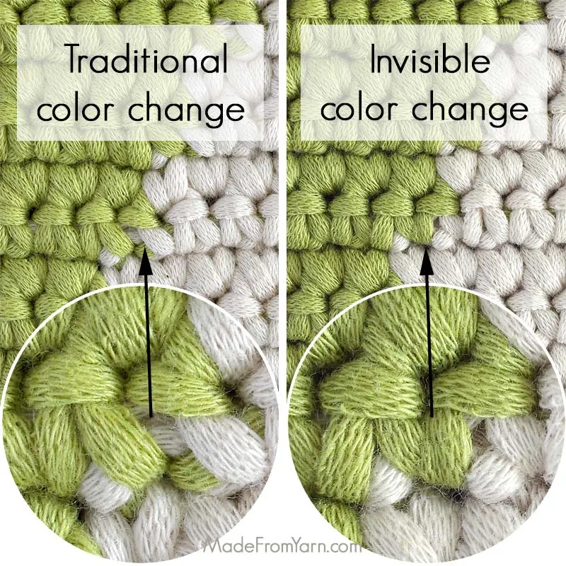 There are two main methods for changing colors in tapestry crochet: the traditional way and the invisible way. Each has its own advantages, depending on the type of project you're working on.