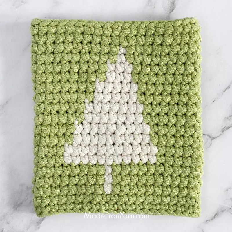 Let's demo this technique by creating a cozy using the tree pattern and the following written crochet pattern.