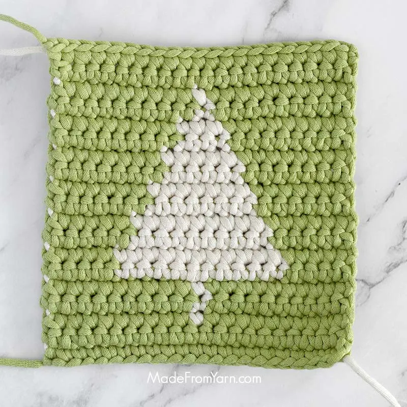 Let's make a flat square coaster with the tree pattern and the written crochet pattern given below.